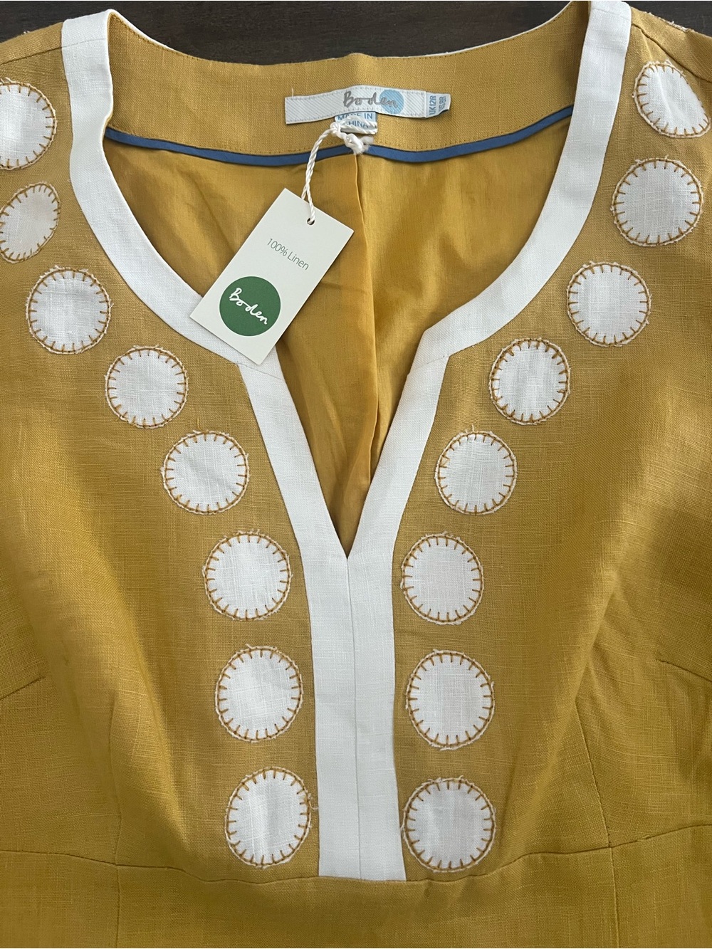 100 % Linen Boden Mustard Yellow Linen Dress - Picture 4 of 14